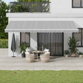 Toldo retráctil automático gris antracita y blanco 600x300
