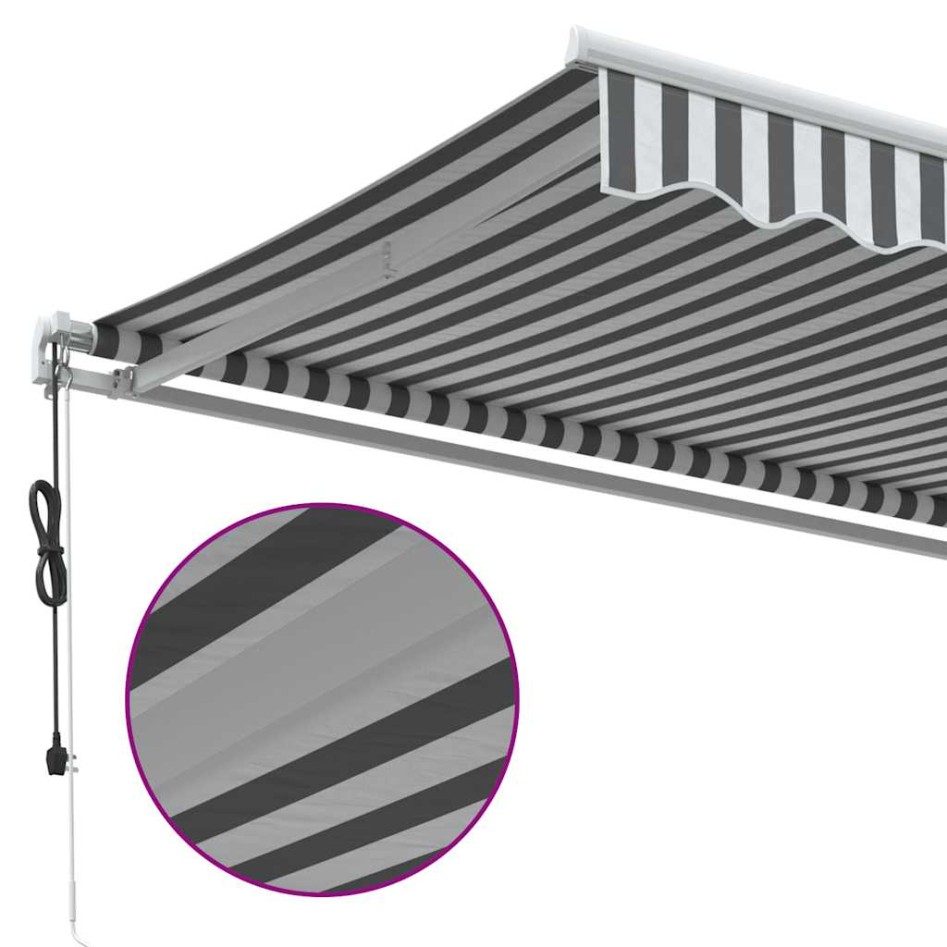 Toldo retráctil automático gris antracita y blanco 600x300