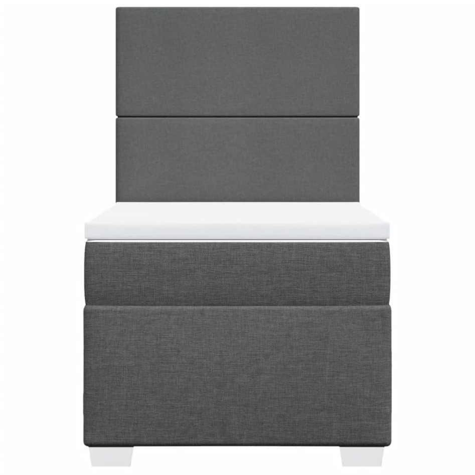 Cama box spring con colchón tela gris oscuro 100x200