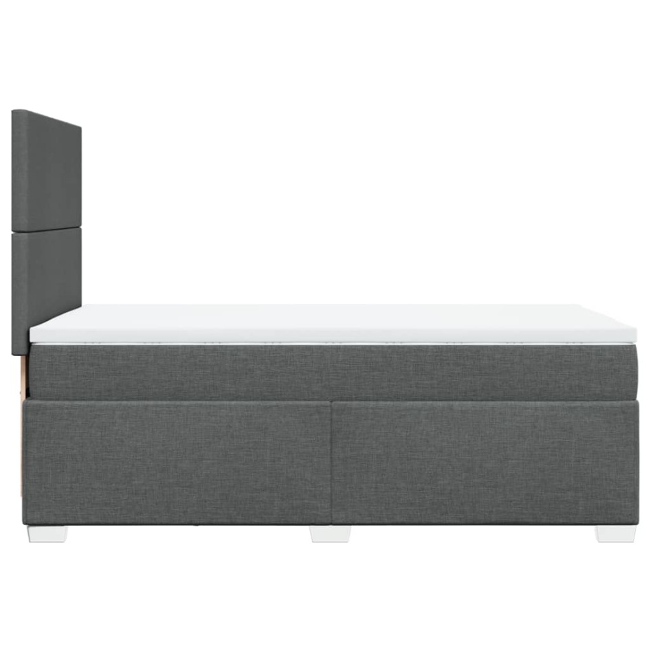 Cama box spring con colchón tela gris oscuro 100x200