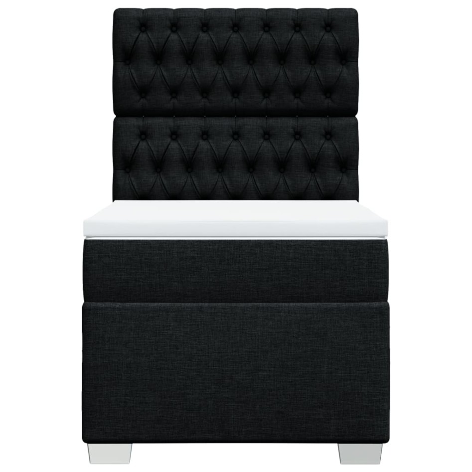 Cama box spring con colchón tela negro 100x200