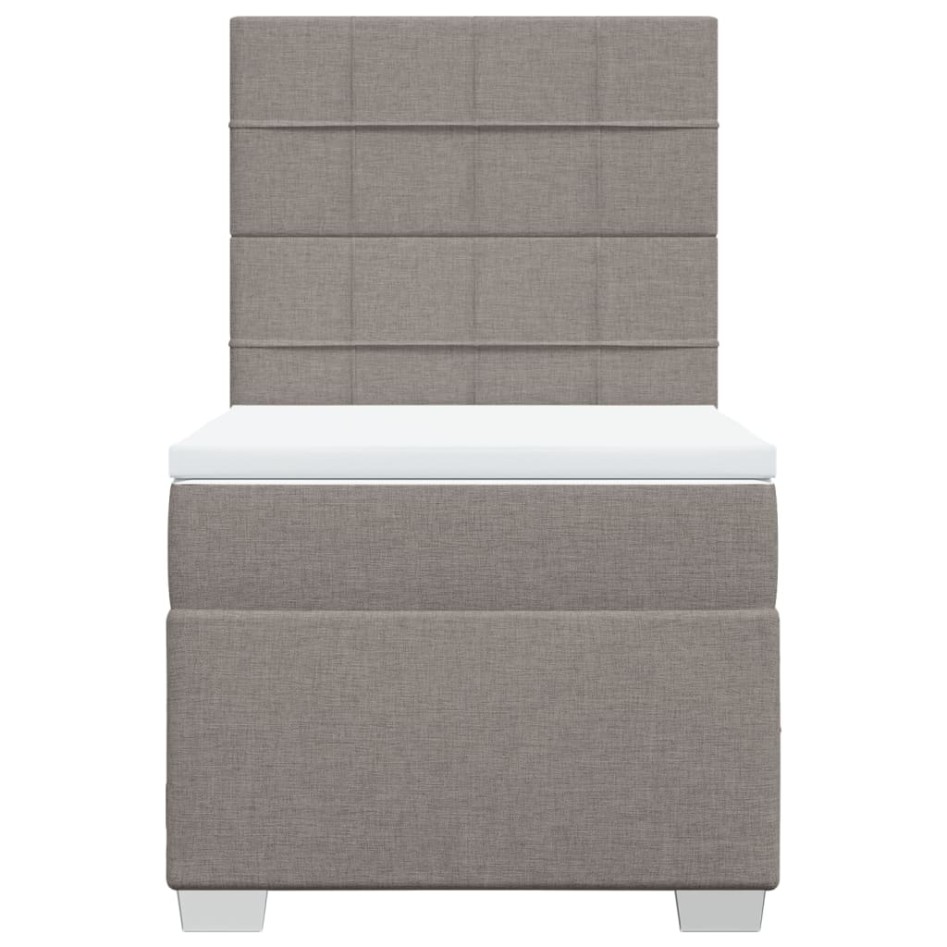 Cama box spring con colchón tela gris taupe 100x200