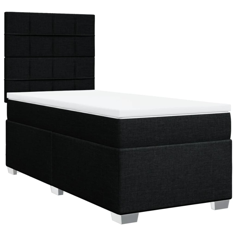 Cama box spring con colchón tela negro 100x200