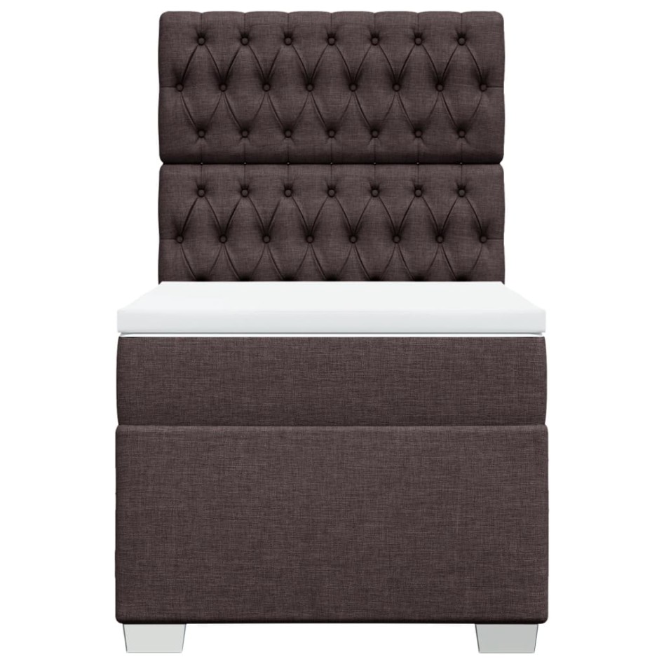 Cama box spring con colchón tela marrón oscuro 90x190