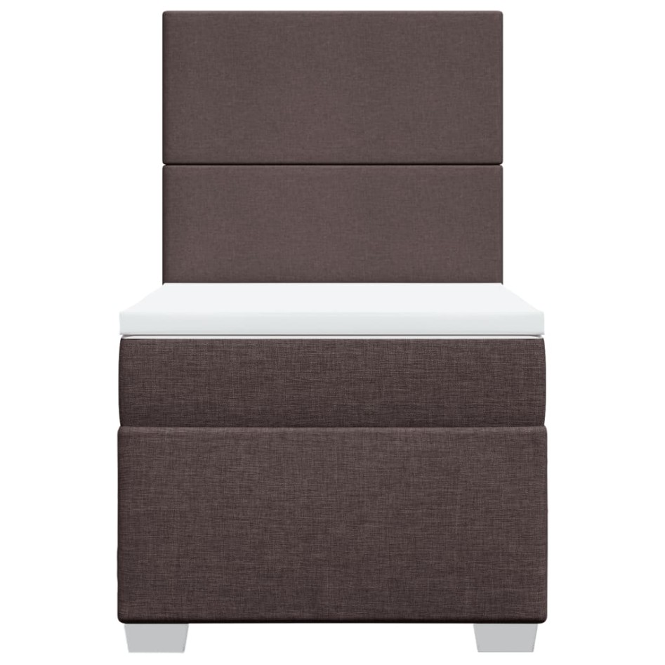Cama box spring con colchón tela marrón oscuro 90x190