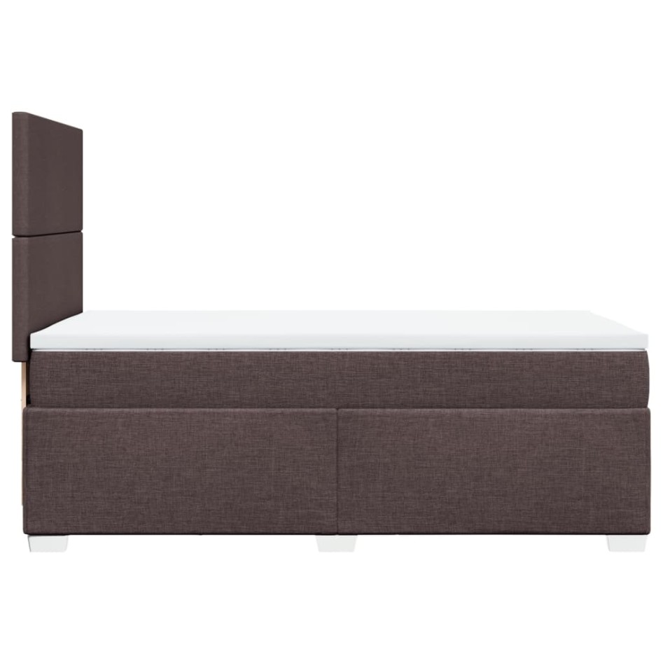 Cama box spring con colchón tela marrón oscuro 90x190