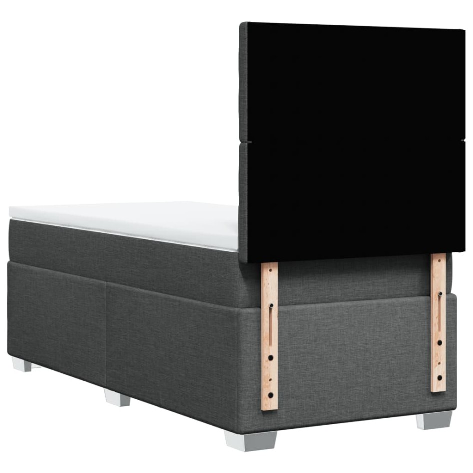 Cama box spring con colchón tela gris oscuro 90x190