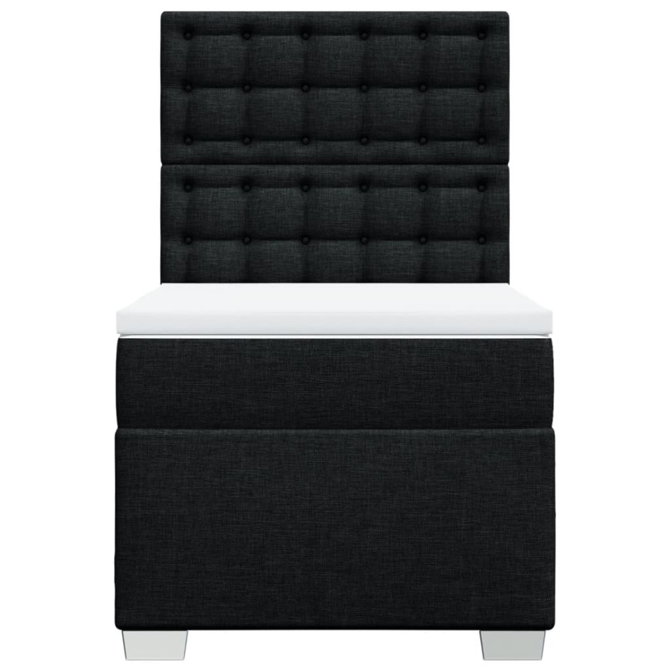 Cama box spring con colchón tela negro 100x200