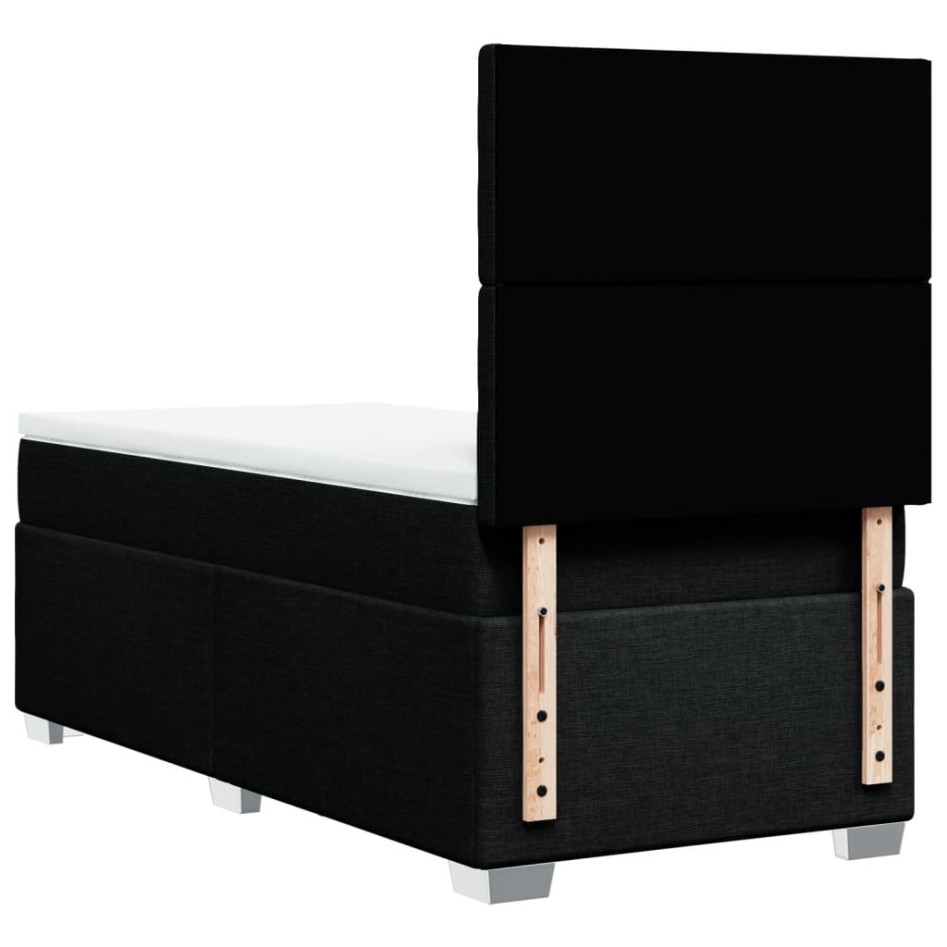 Cama box spring con colchón tela negro 100x200