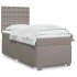 Cama box spring con colchón tela gris taupe 100x200