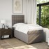 Cama box spring con colchón tela gris taupe 100x200