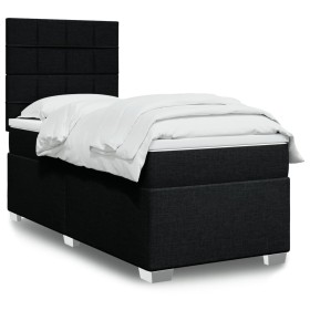 Cama box spring con colchón tela negro 90x190