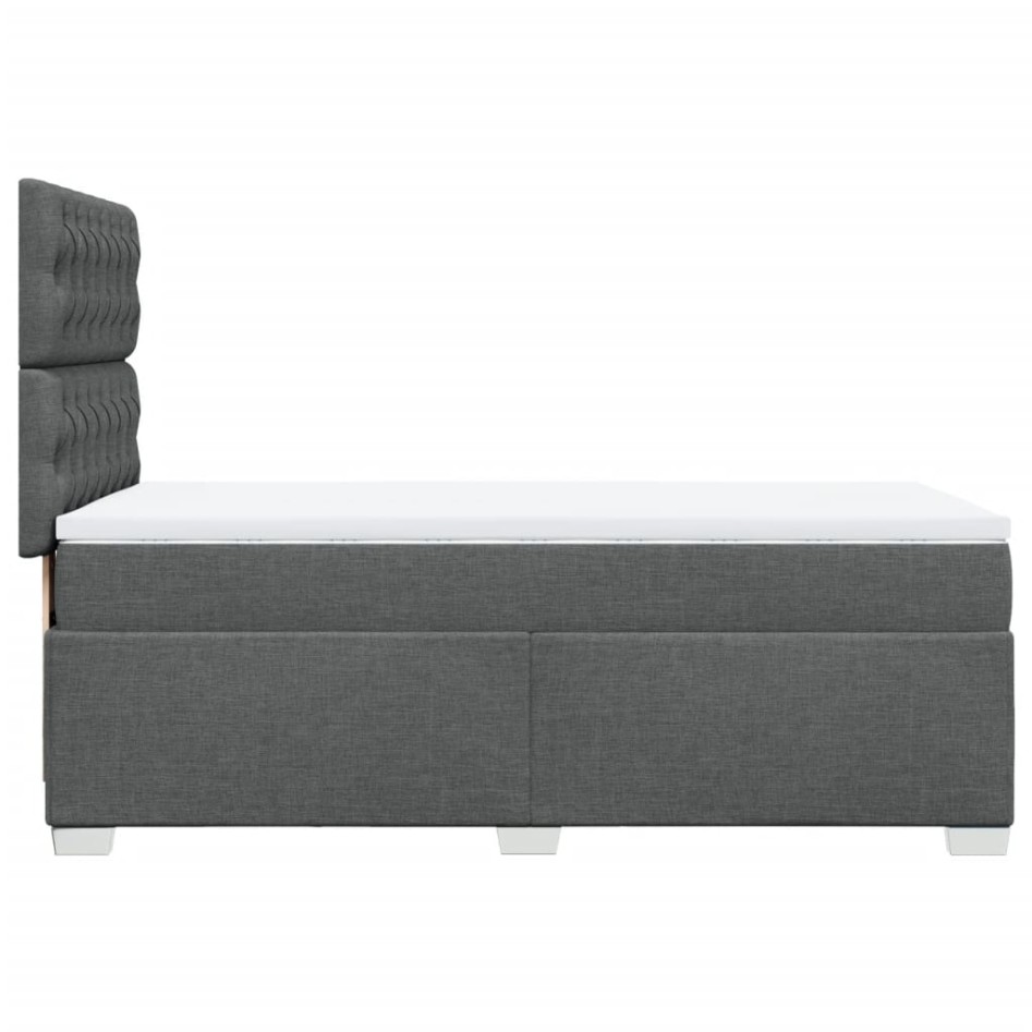 Cama box spring con colchón tela gris oscuro 90x190