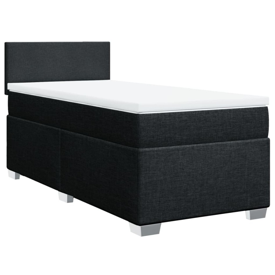 Cama box spring con colchón tela negro 80x200