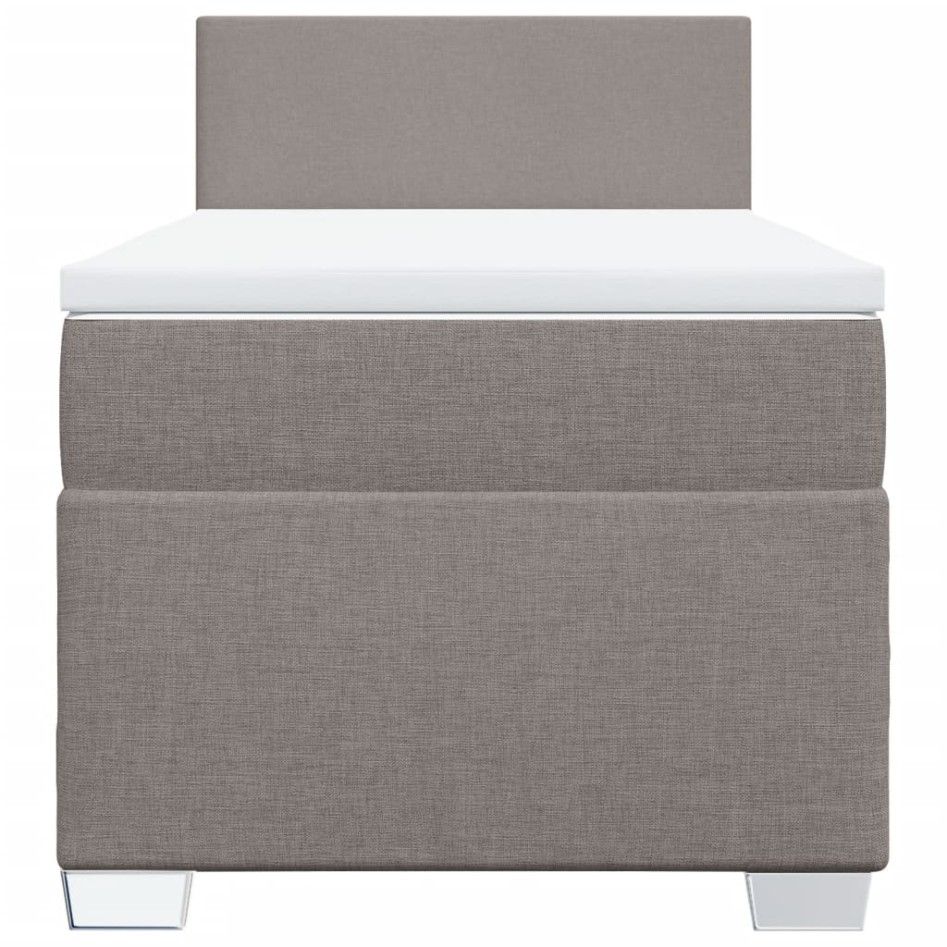 Cama box spring con colchón tela gris taupe 80x200