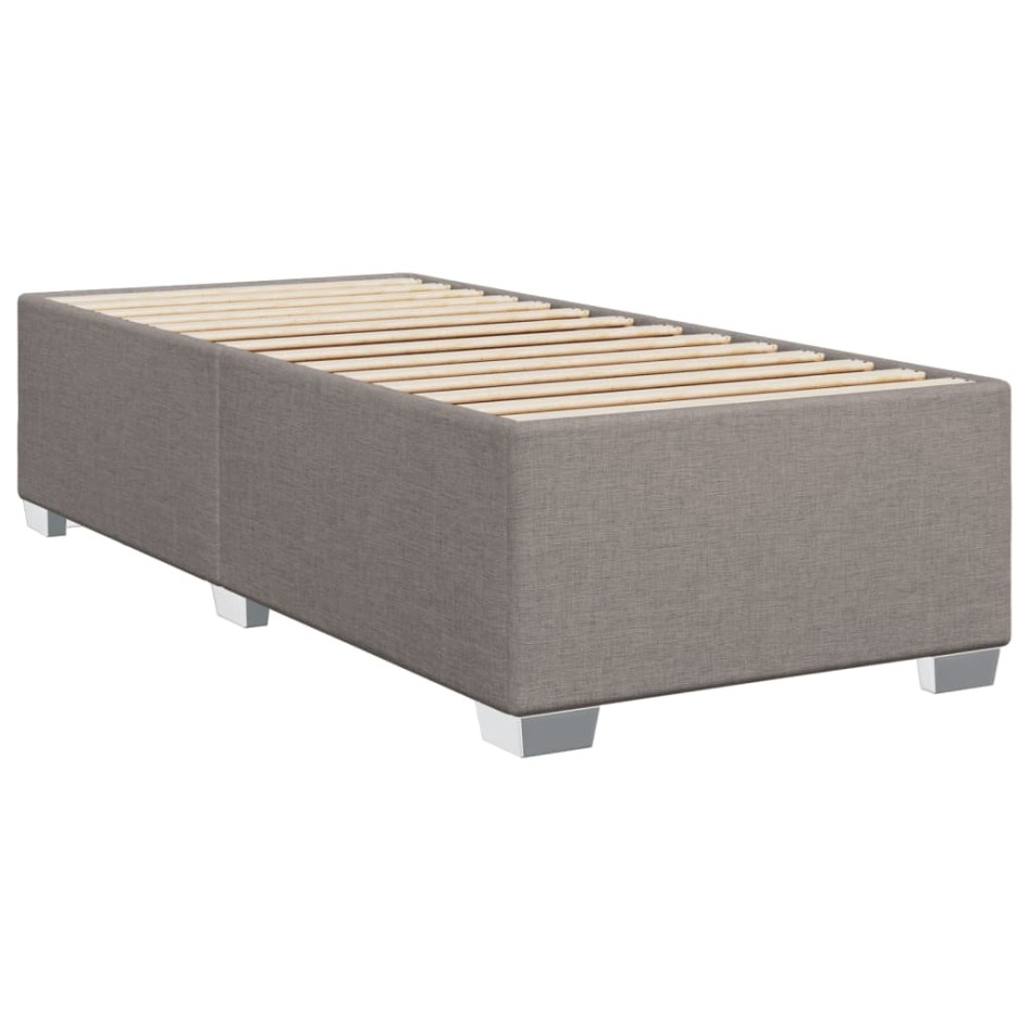 Cama box spring con colchón tela gris taupe 80x200