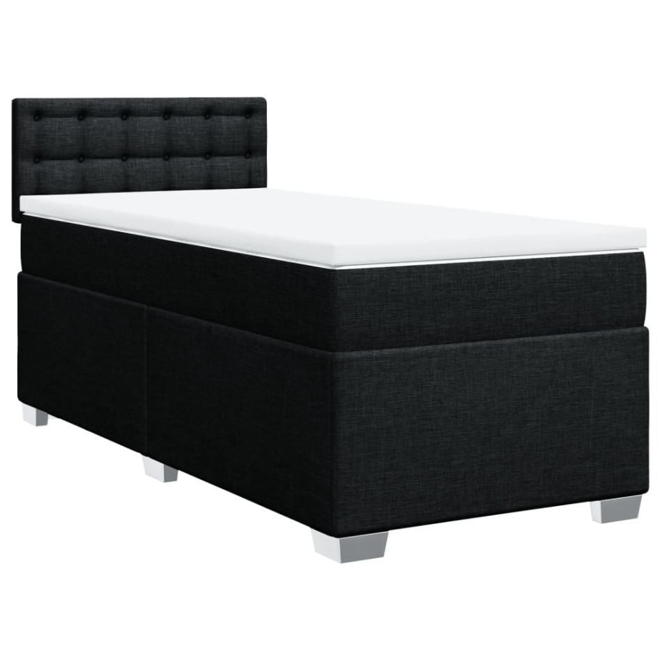 Cama box spring con colchón tela negro 80x200
