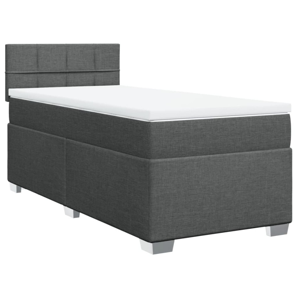 Cama box spring con colchón tela gris oscuro 90x190