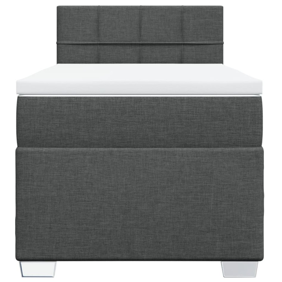 Cama box spring con colchón tela gris oscuro 90x190
