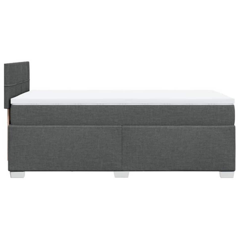Cama box spring con colchón tela gris oscuro 90x190