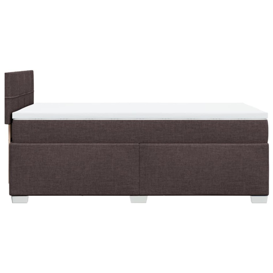 Cama box spring con colchón tela marrón oscuro 90x190