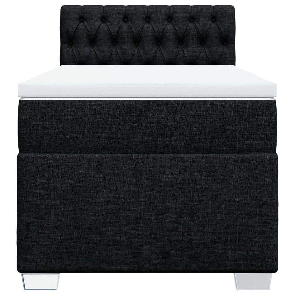 Cama box spring con colchón tela negro 90x190