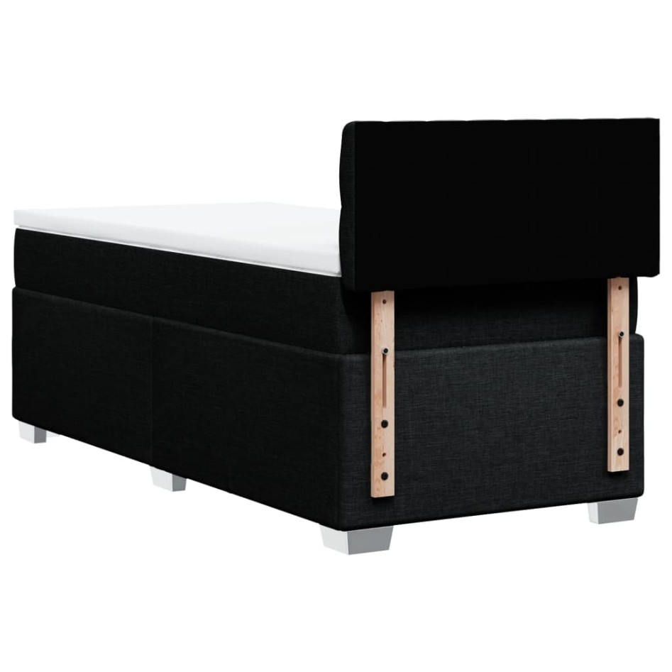 Cama box spring con colchón tela negro 90x190