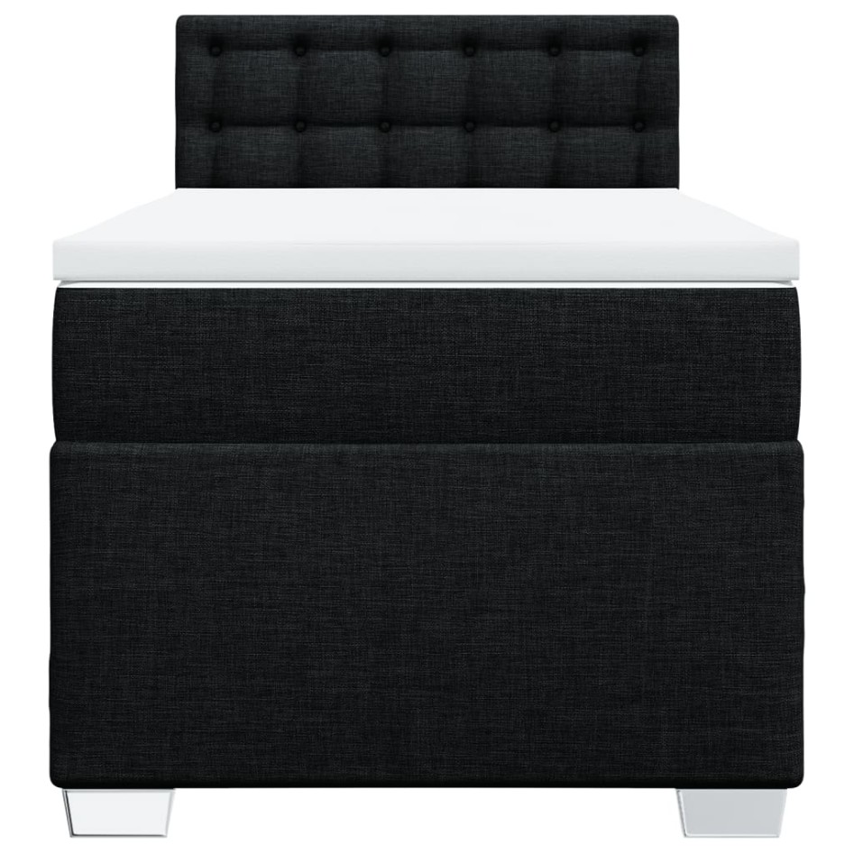 Cama box spring con colchón tela negro 90x190