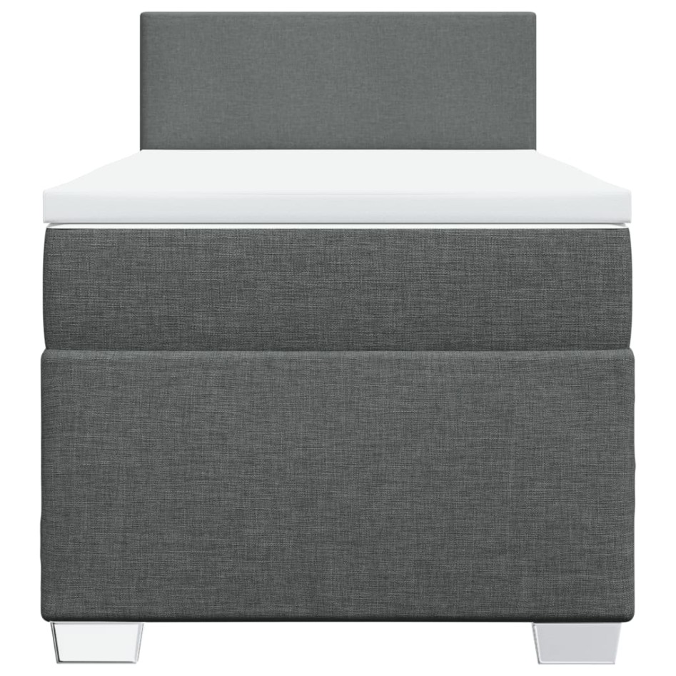 Cama box spring con colchón tela gris oscuro 90x200