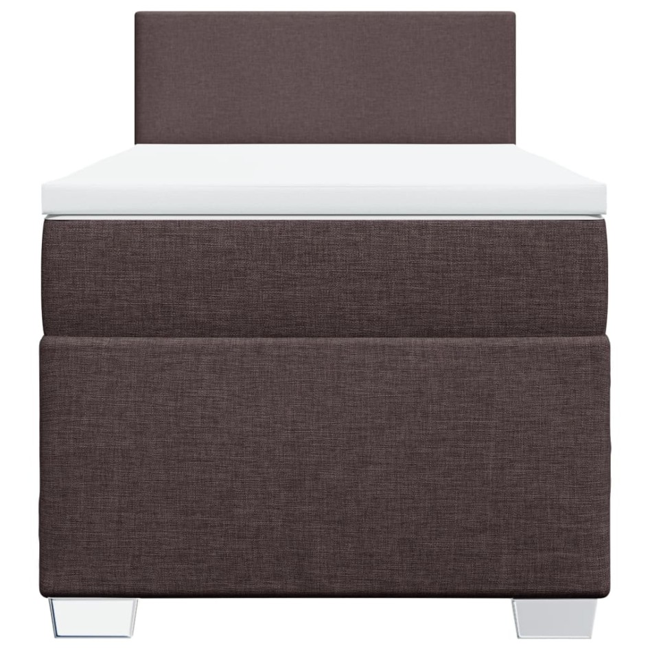 Cama box spring con colchón tela marrón oscuro 90x200