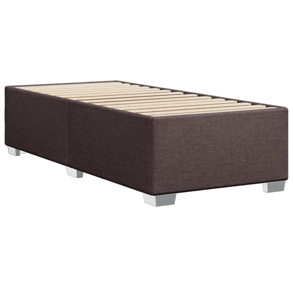 Cama box spring con colchón tela marrón oscuro 90x200