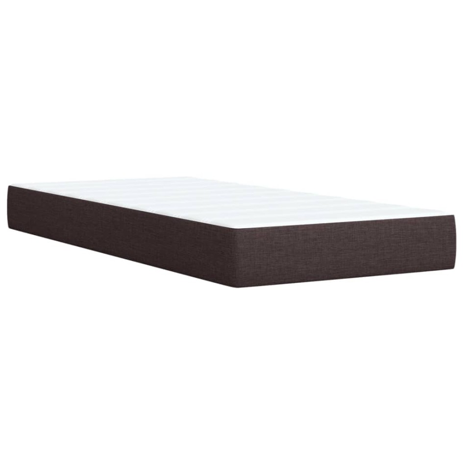 Cama box spring con colchón tela marrón oscuro 90x200