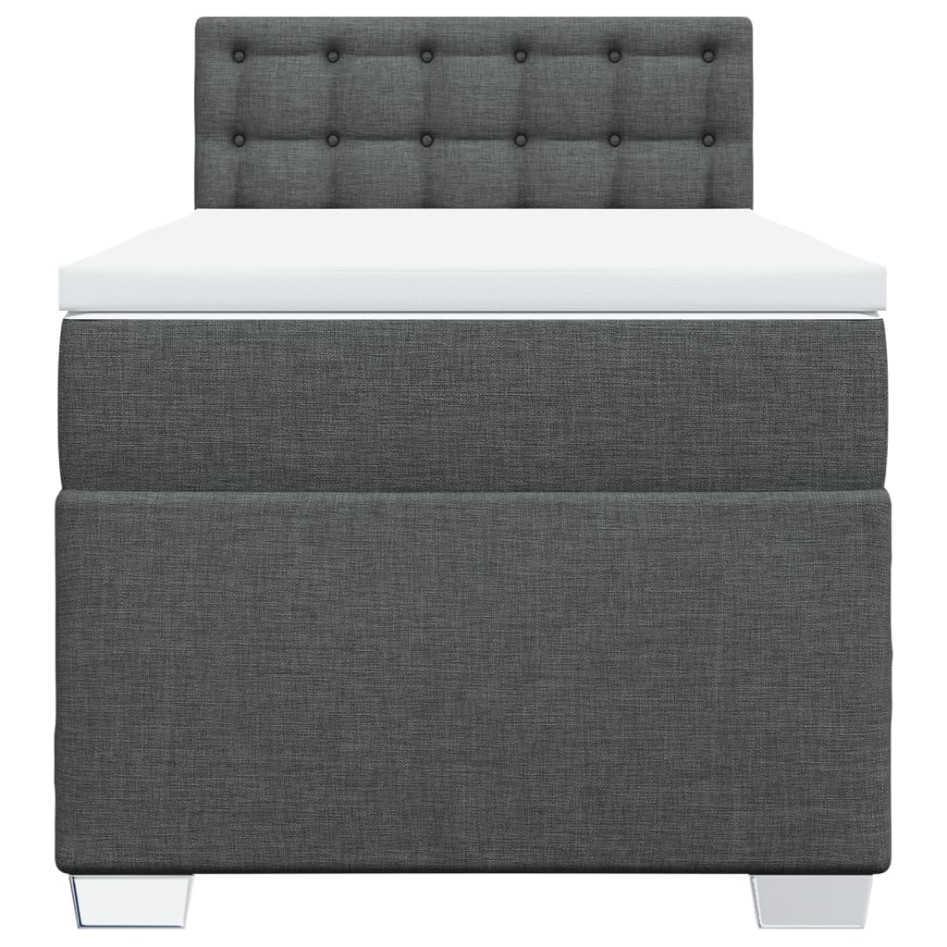 Cama box spring con colchón tela gris oscuro 100x200