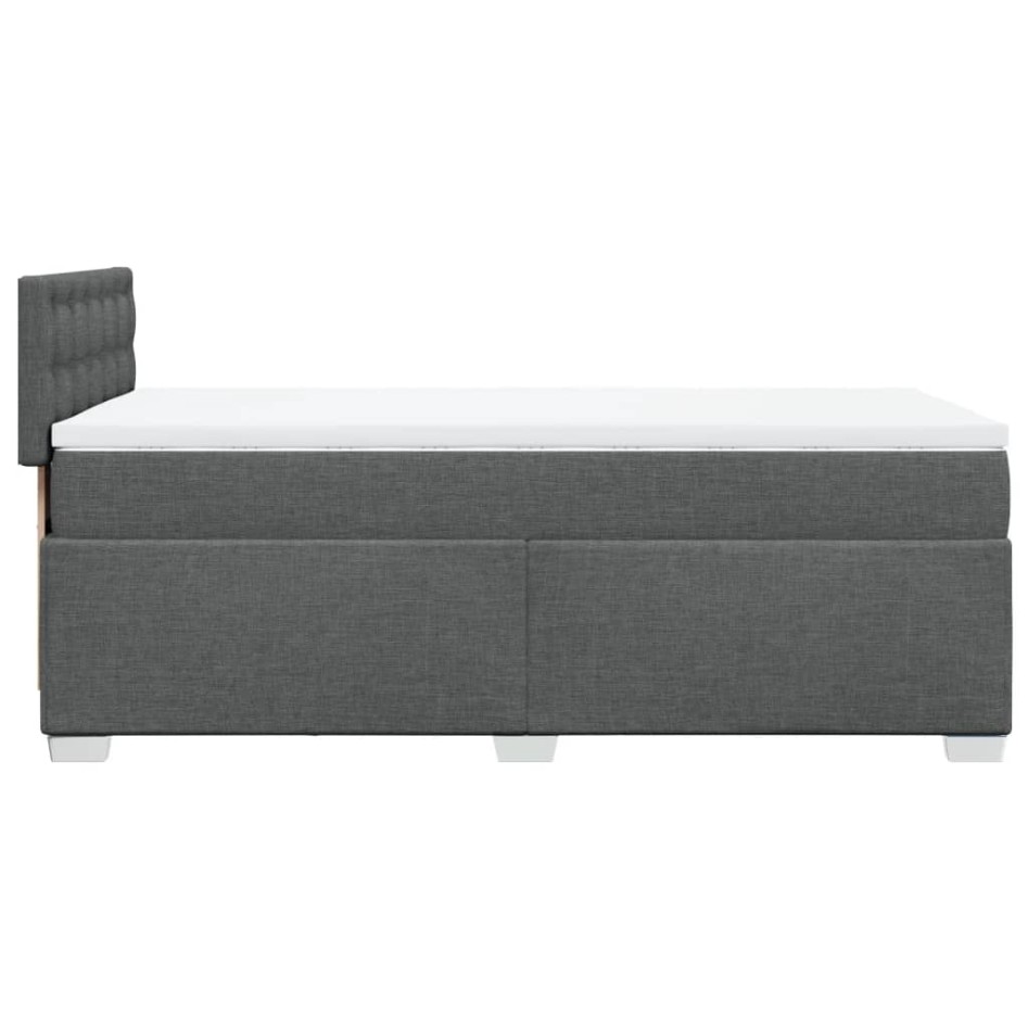 Cama box spring con colchón tela gris oscuro 100x200
