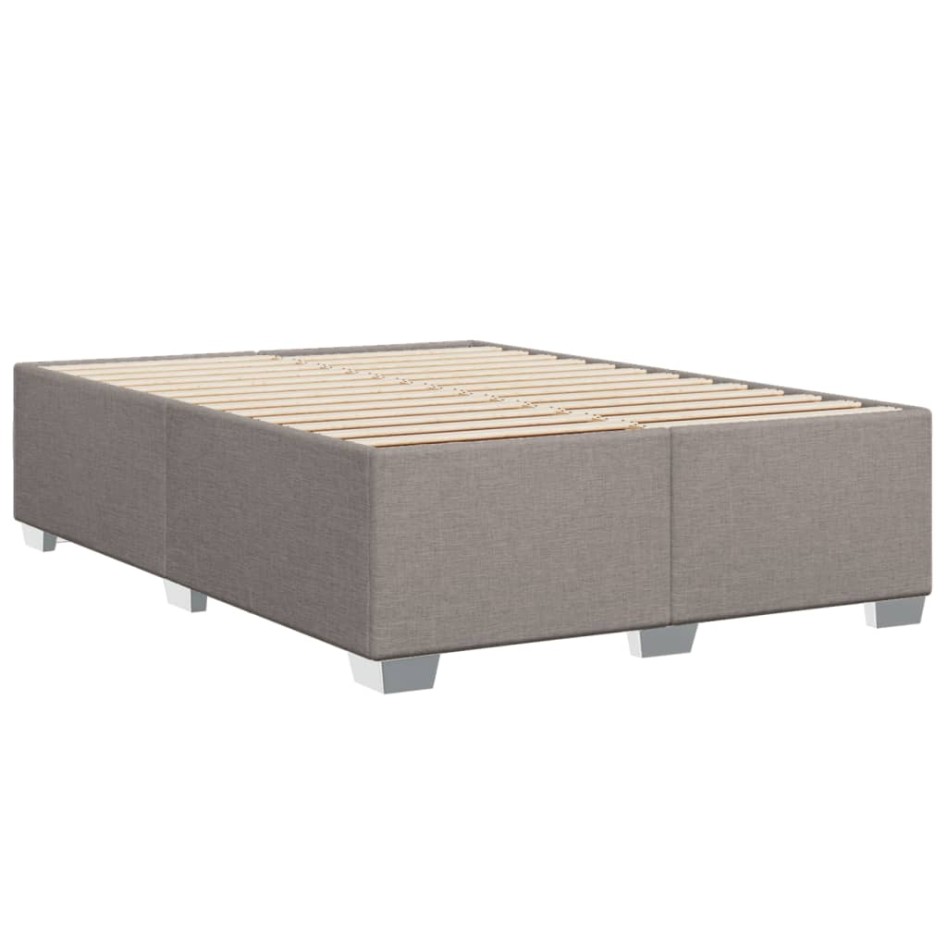 Cama box spring con colchón tela gris taupe 140x190