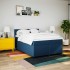Cama box spring con colchón tela azul 140x190