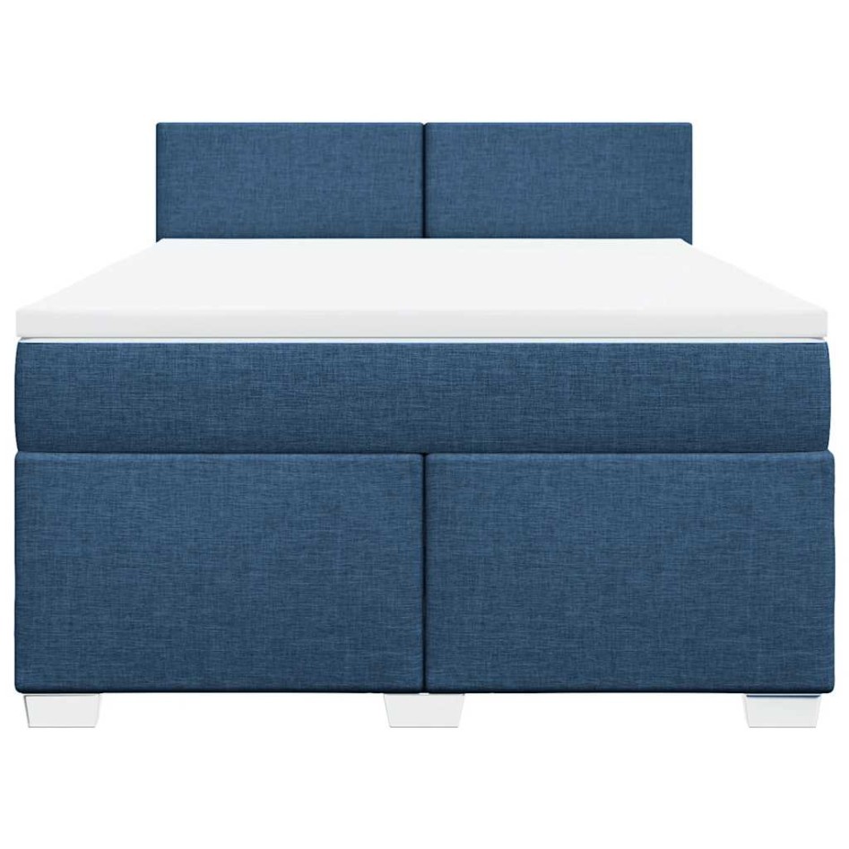 Cama box spring con colchón tela azul 140x190