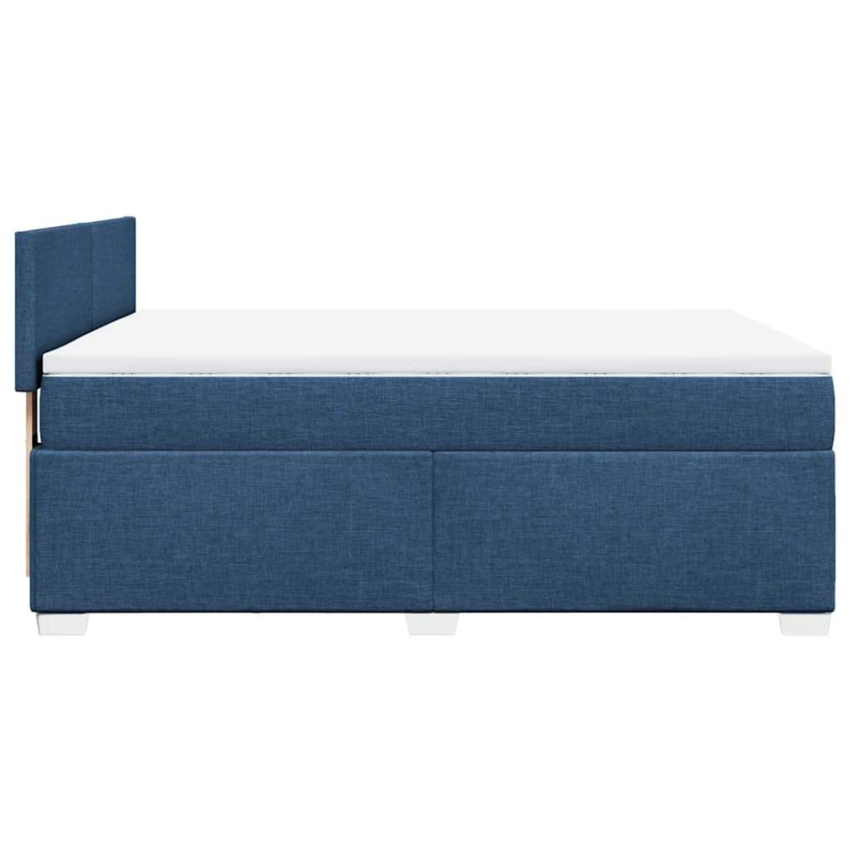 Cama box spring con colchón tela azul 140x190