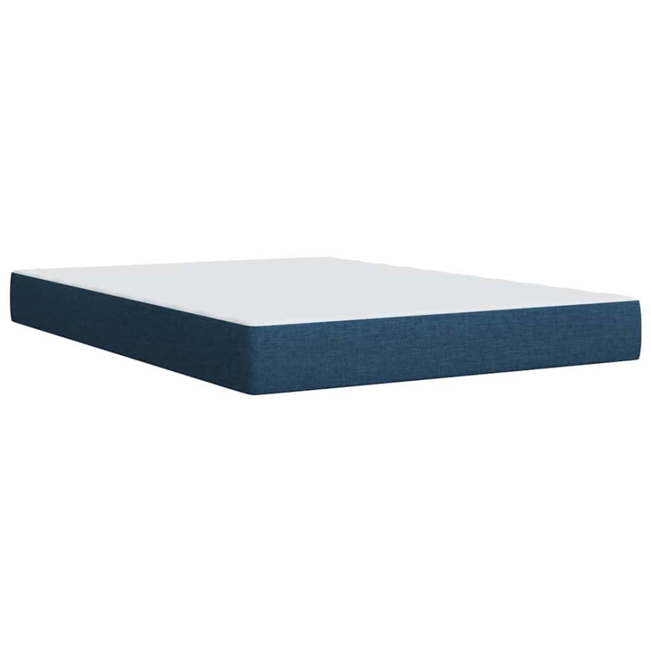 Cama box spring con colchón tela azul 140x190