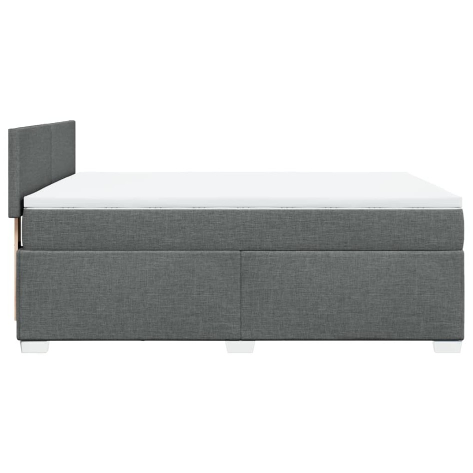 Cama box spring con colchón tela gris oscuro 140x200