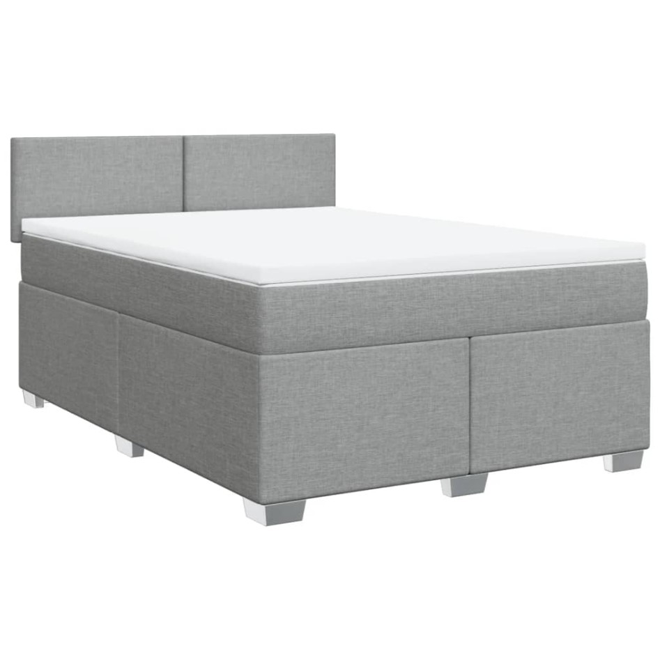 Cama box spring con colchón tela gris claro 160x200