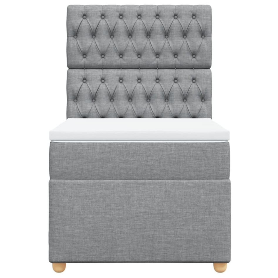 Cama box spring con colchón tela gris claro 80x200