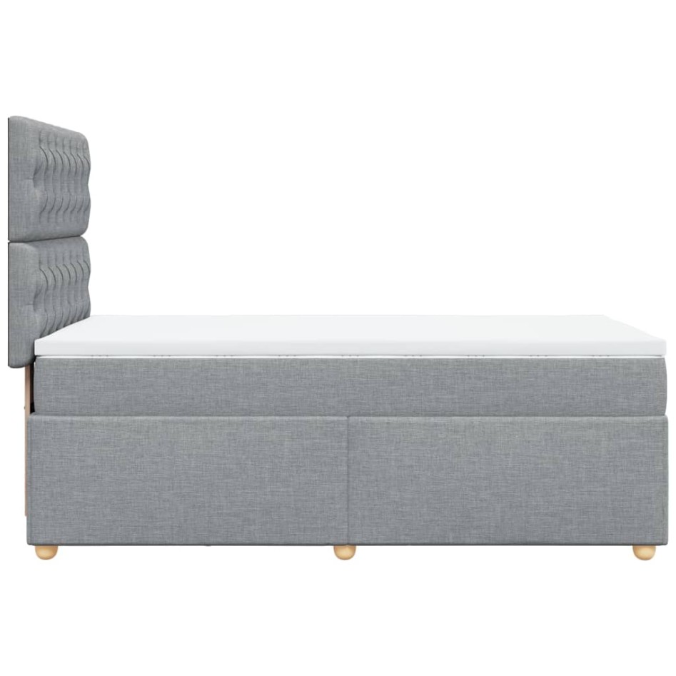 Cama box spring con colchón tela gris claro 80x200