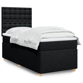 Cama box spring con colchón tela negro 80x200