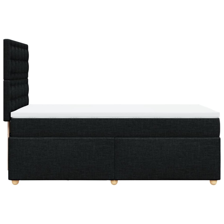 Cama box spring con colchón tela negro 80x200