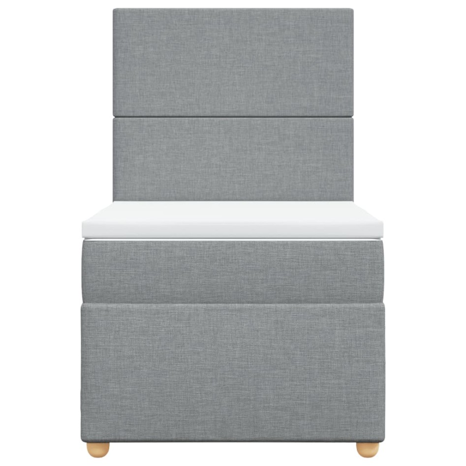 Cama box spring con colchón tela gris claro 90x190