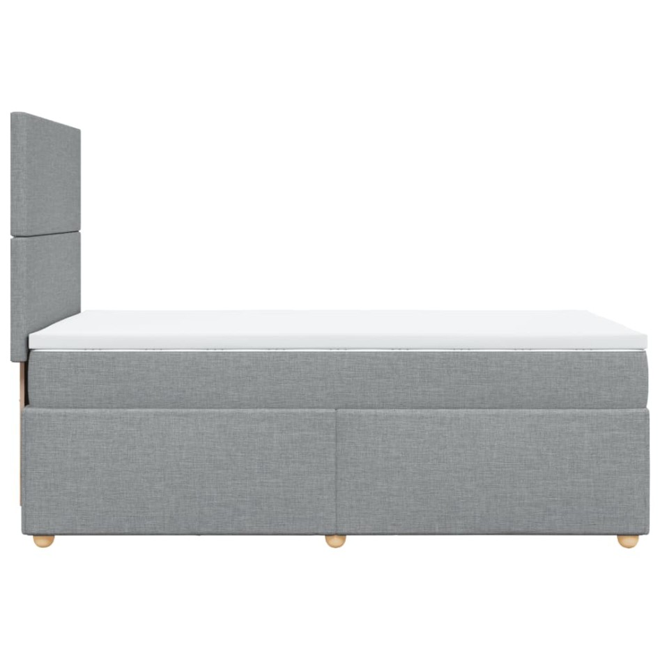 Cama box spring con colchón tela gris claro 90x190