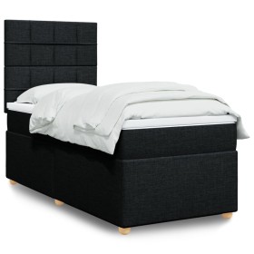 Cama box spring con colchón tela negro 90x190
