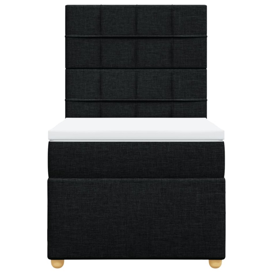 Cama box spring con colchón tela negro 90x190