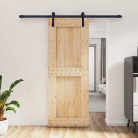 Puerta corredera con herrajes madera maciza de pino 80x210